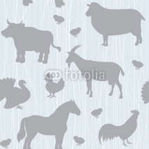Naklejki Seamless pattern with farm animals silhouettes