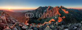 Naklejki Mountain sunset panorama from peak - Slovakia Tatras