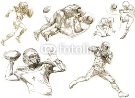 Obrazy i plakaty american footbal,different snapshots (hand drawing collection)