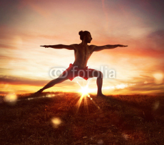 Naklejki Yoga at sunset