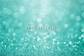 Naklejki Aqua turquoise and teal green bokeh glitter sparkle background