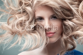 Naklejki fashion portrait curly blonde