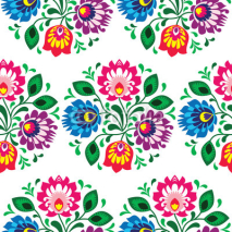 Obrazy i plakaty Seamless traditional floral pattern from Poland on white
