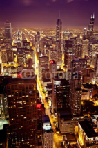 Fototapety Aerial view  of Chicago downtown