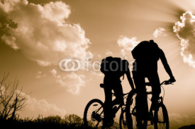 Fototapety silhouettes of cyclists