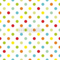 Naklejki Colorful polka dots white background seamless vector pattern