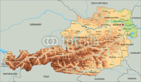 Fototapety High detailed Austria physical map with labeling.