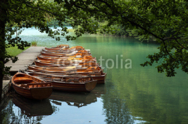 Naklejki Boats at Plitvice Lakes National Park, Croatia