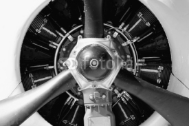 Fototapety old aircraft engine - abstract frontal in b&w
