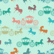 Obrazy i plakaty seamless texture with horses with carriage