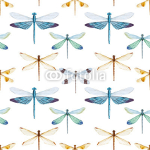 Fototapety Watercolor dragonflies pattern