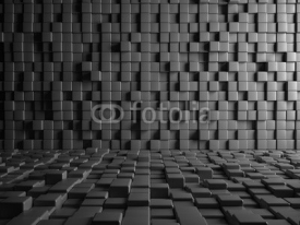 Obrazy i plakaty Abstract Gray Cube Blocks Wall Background. 3d Render Illustration.