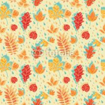 Naklejki Autumn leaves colorful seamless pattern