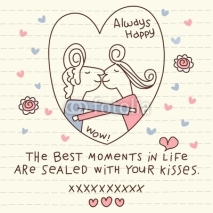Obrazy i plakaty Vector Cute Couple Kisses