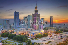 Fototapety Warsaw. Image of Warsaw, Poland during twilight blue hour.