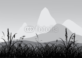 Naklejki grass near mountains landscape
