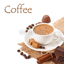 Obrazy i plakaty Closeup cup of italian espresso with cinnamon