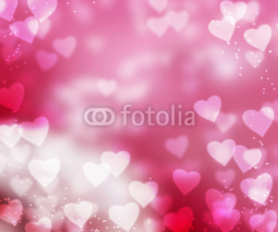 Naklejki Abstract background with heart shapes on pink