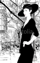 Naklejki illustration of an elegant lady in Paris