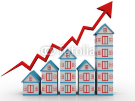 Fototapety graph and houses: growth in real estate