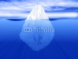 Naklejki 3D render of an iceberg partially submerged in water 