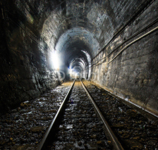 Naklejki Light at the end of railroad tunnel