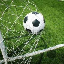 Naklejki Soccer football field stadium grass line ball background texture