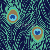 Naklejki Peacock feather seamless pattern. Vector illustration