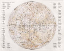 Naklejki Vintage map of the moon from the end of 19th century