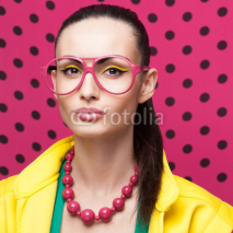 Fototapety Fashion shot of trendy model with colorful clothes
