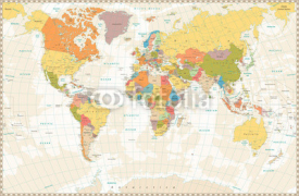 Fototapety Old retro World Map with lakes and rivers