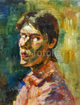 Fototapety Beautiful Original Oil Painting with men  portrait in Impressionism style