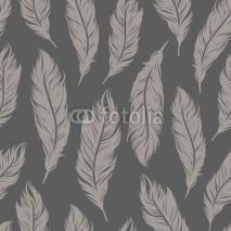 Obrazy i plakaty Seamless vector pattern with gray feather symbols