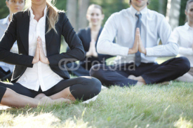 Fototapety Business people practicing yoga