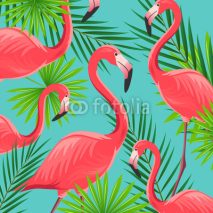 Fototapety Vector Illustration of an Abstract Background with Flamingos