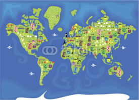 Naklejki cartoon map of the world