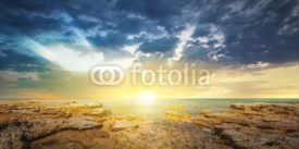Fototapety Sunset sky and tropical sea at dusk