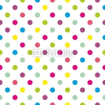 Naklejki Seamless vector colorful polka dots pattern on white background