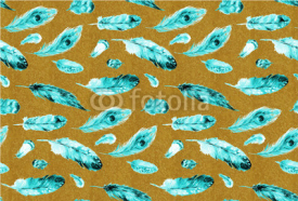 Naklejki Watercolor feathers seamless pattern