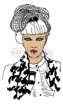 Naklejki fashion woman portrait with trendy hair style and fake chanel ja
