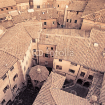 Naklejki Aerial view background, italian medieval city architecture. Ital