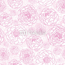 Obrazy i plakaty Vector pink line art flowers elegant seamless pattern background