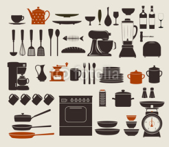 Fototapety Kitchen Appliances, Utensils and Icons
