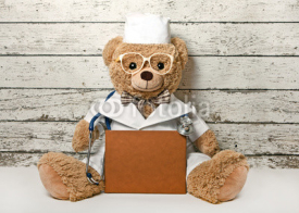 Naklejki Teddy bear-doctor with a book