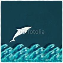Naklejki dolphin marine background - vector illustration