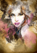Fototapety Beautiful woman face. watercolor illustration