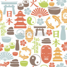 Obrazy i plakaty seamless pattern with asian icons