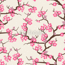 Obrazy i plakaty Cherry blossom seamless flowers pattern.