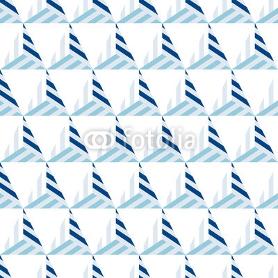 Abstract seamless pattern of blue lines and triangles.