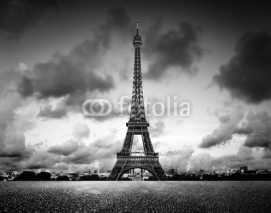Naklejki Effel Tower, Paris, France. Black and white, vintage